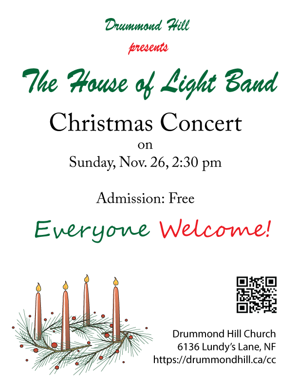 Poster for Christmas Concert on Sunday, November 26 at 2:30 pm